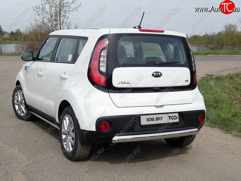 14 649 р. Защита заднего бампера (овальная) ТСС (нержавейка d75х42 мм)  KIA Soul  PS (2017-2019) рестайлинг  с доставкой в г. Тамбов