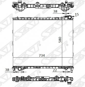 Радиатор двигателя SAT (пластинчатый, 3.0G/5.0G/3.0D/4.4D, МКПП/АКПП) Land Rover Discovery 5 L462 (2016-2024)