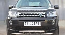 19 649 р. Защита переднего бампера (2 трубыØ63 и 42 мм, нержавейка) Russtal Land Rover Freelander L359 дорестайлинг (2006-2010)  с доставкой в г. Тамбов. Увеличить фотографию 2