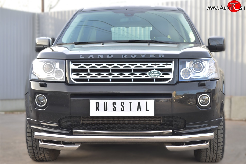 19 999 р. Защита переднего бампера (Ø63 мм с углами, нержавейка) Russtal Land Rover Freelander L359 дорестайлинг (2006-2010)  с доставкой в г. Тамбов