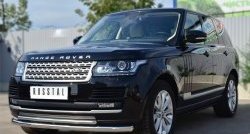 16 999 р. Защита переднего бампера (2 трубыØ63 и 42 мм, нержавейка) SLITKOFF Land Rover Range Rover 4 L405 дорестайлинг (2012-2017)  с доставкой в г. Тамбов. Увеличить фотографию 4