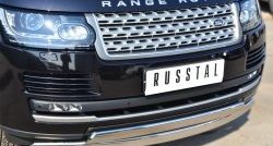 27 649 р. Защита переднего бампера (2 трубыØ75х42 мм, нержавейка) Russtal Land Rover Range Rover 4 L405 дорестайлинг (2012-2017)  с доставкой в г. Тамбов. Увеличить фотографию 2