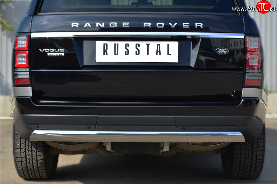 18 549 р. Защита заднего бампера (Ø75x42 мм, нержавейка) Russtal Land Rover Range Rover 4 L405 дорестайлинг (2012-2017)  с доставкой в г. Тамбов