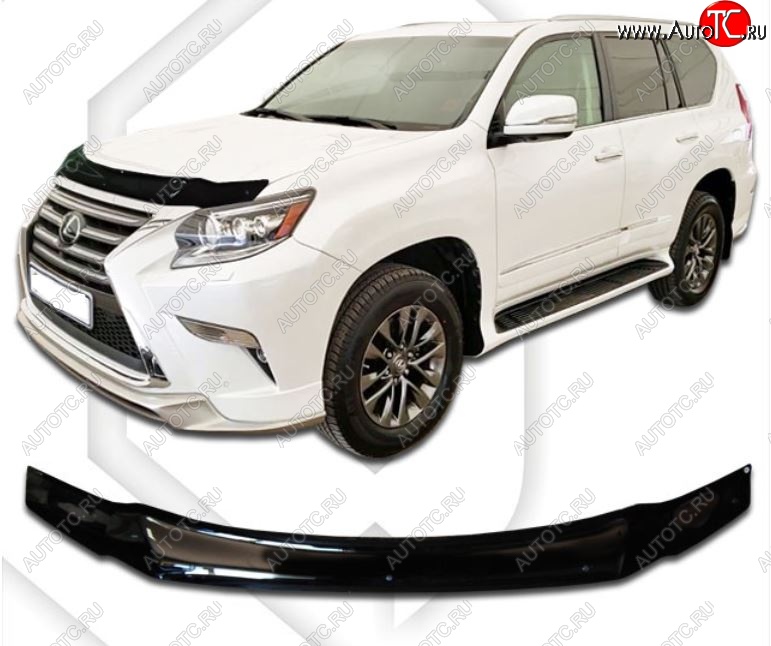 2 099 р. Дефлектор капота CA-Plastiс  Lexus GX460  J150 (2013-2022) 1-ый рестайлинг, 2-ой рестайлинг (Classic черный, Без надписи)  с доставкой в г. Тамбов