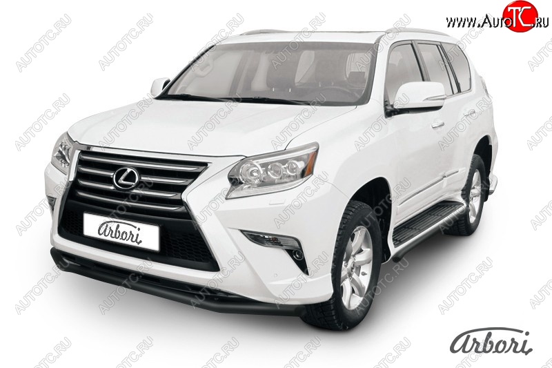 10 169 р. Защита переднего бампера Arbori (черная, 1 труба d57 mm). Lexus GX460 J150 1-ый рестайлинг (2013-2019)  с доставкой в г. Тамбов