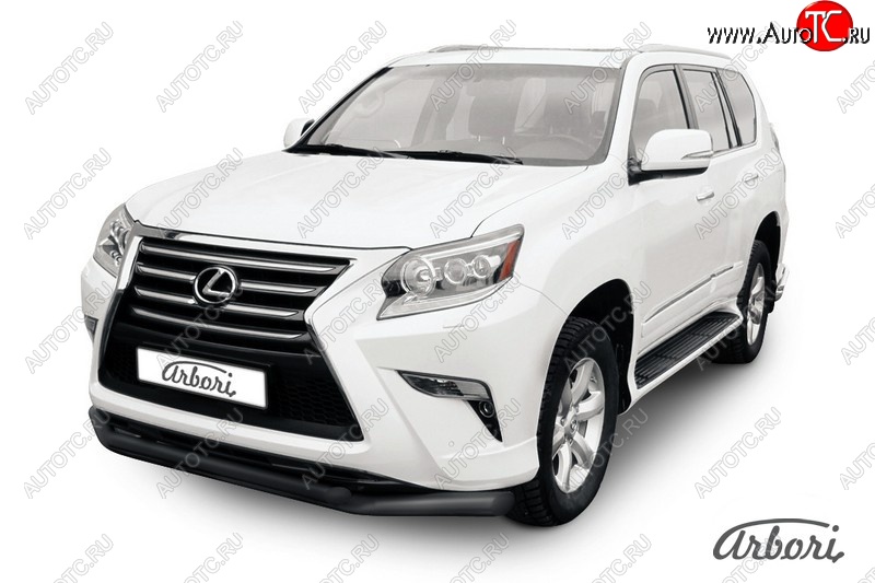 13 499 р. Защита переднего бампера Arbori (черная, 2 трубы d76 и 57 mm) Lexus GX460 J150 1-ый рестайлинг (2013-2019)  с доставкой в г. Тамбов