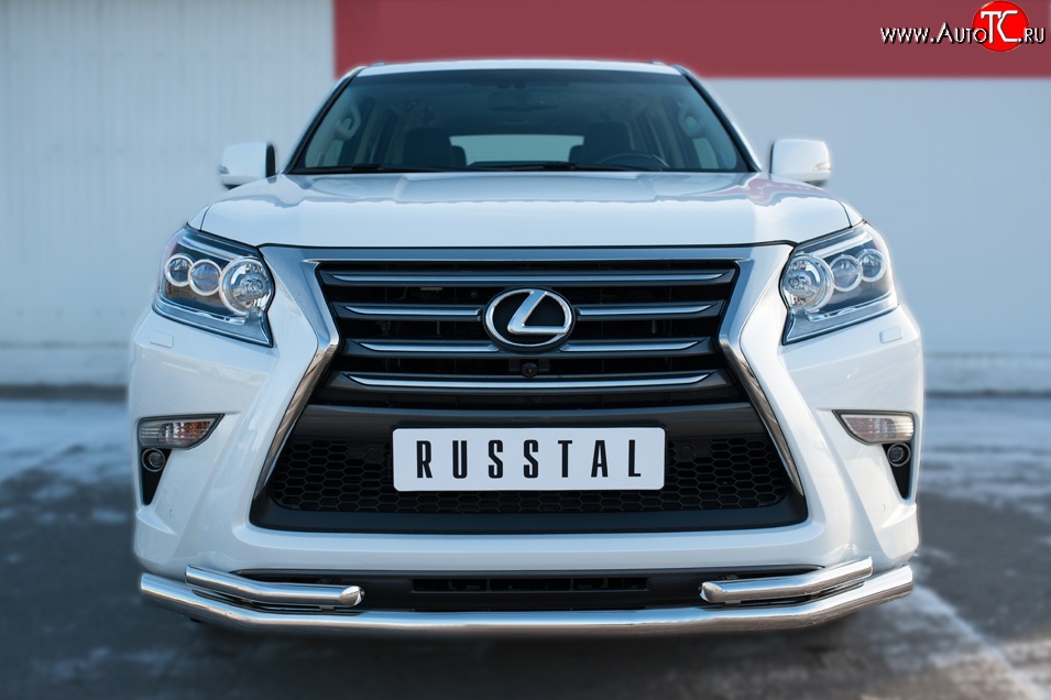 24 699 р. Защита переднего бампера (2 трубыØ63 и 42 мм, нержавейка) SLITKOFF Lexus GX460 J150 1-ый рестайлинг (2013-2019)  с доставкой в г. Тамбов