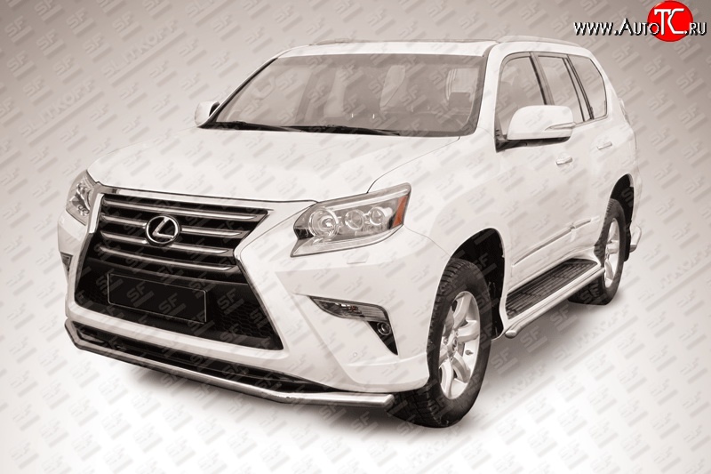 15 249 р. Одинарная защита переднего бампера из трубы диаметром 57 мм Slitkoff  Lexus GX460  J150 (2013-2022) 1-ый рестайлинг, 2-ой рестайлинг (Нержавейка, Полированная)  с доставкой в г. Тамбов