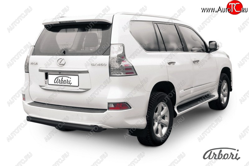 12 059 р. Защита заднего бампера Arbori (короткая, черная, 1 труба d76 mm). Lexus GX460 J150 1-ый рестайлинг (2013-2019)  с доставкой в г. Тамбов