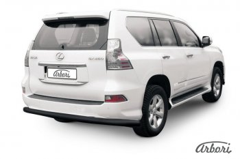 Защита заднего бампера Arbori (черная, 1 труба d76 mm). Lexus GX460 J150 1-ый рестайлинг (2013-2019)