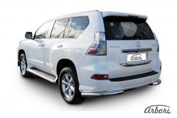 17 729 р. Защита заднего бампера Arbori (уголки, нержавейка, 1 труба d76 mm). Lexus GX460 J150 1-ый рестайлинг (2013-2019)  с доставкой в г. Тамбов. Увеличить фотографию 2