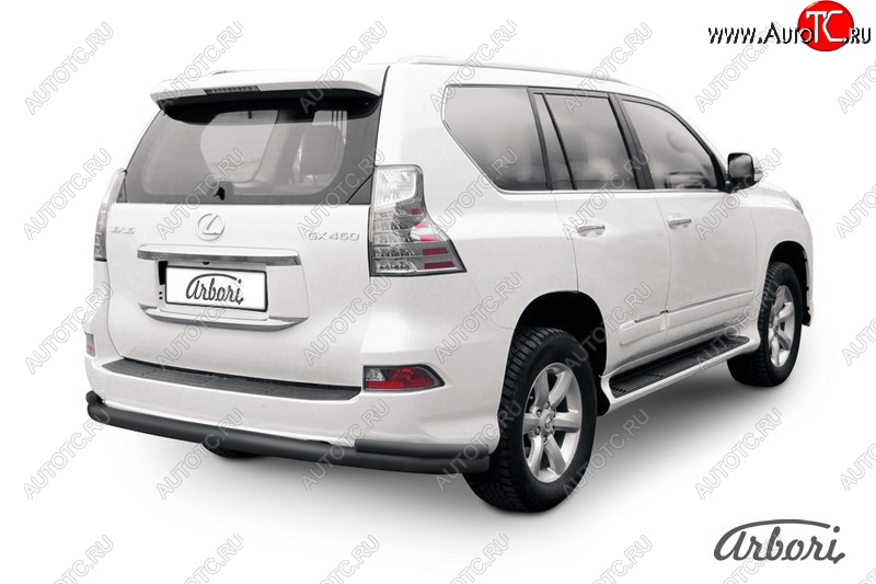 13 499 р. Защита заднего бампера Arbori (черная, 2 трубы d76 и 42 mm). Lexus GX460 J150 1-ый рестайлинг (2013-2019)  с доставкой в г. Тамбов