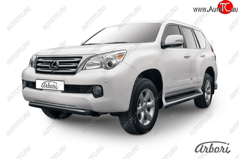 8 459 р. Защита переднего бампера Arbori (черная, 1 труба d76 mm). Lexus GX460 J150 дорестайлинг (2009-2013)  с доставкой в г. Тамбов