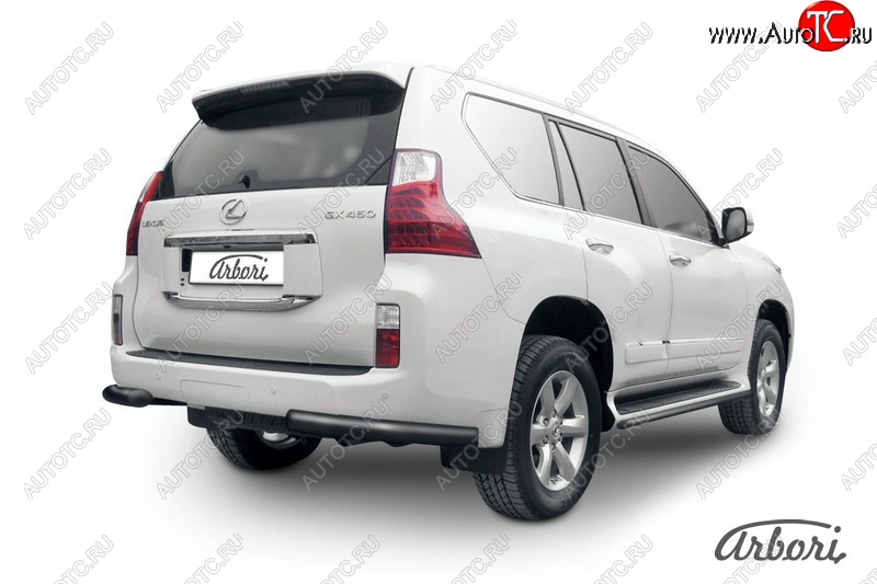 9 269 р. Защита заднего бампера Arbori (уголки, черная, 1 труба d76 mm). Lexus GX460 J150 дорестайлинг (2009-2013)  с доставкой в г. Тамбов