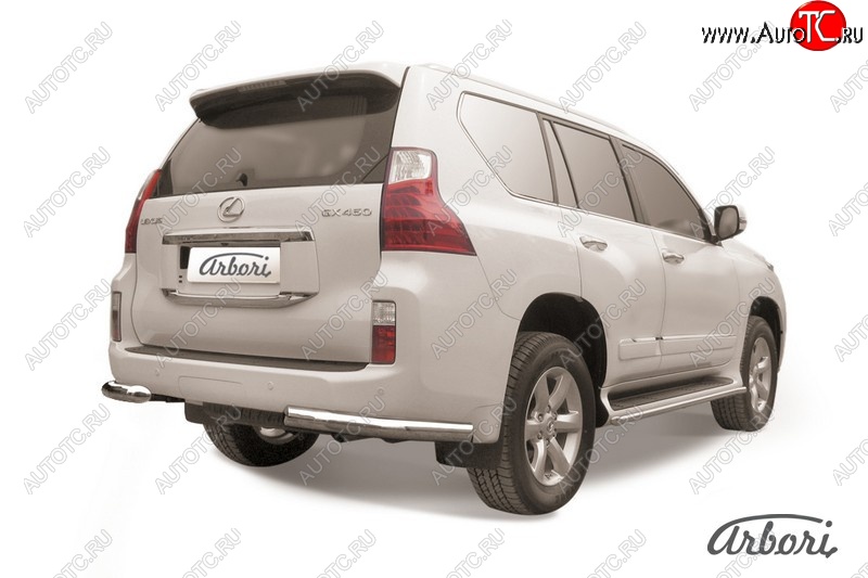 17 369 р. Защита заднего бампера Arbori (уголки, нержавейка, 1 труба d76 mm). Lexus GX460 J150 дорестайлинг (2009-2013)  с доставкой в г. Тамбов