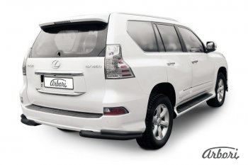 Защита заднего бампера Arbori (уголки, черная, 2 трубы d76 и 42 mm). Lexus GX460 J150 дорестайлинг (2009-2013)