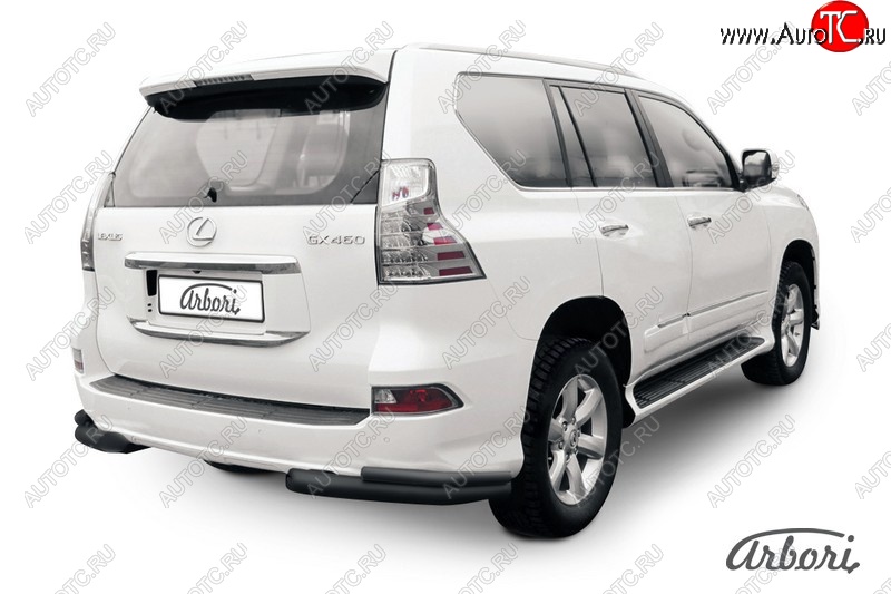 10 979 р. Защита заднего бампера Arbori (уголки, черная, 2 трубы d76 и 42 mm). Lexus GX460 J150 дорестайлинг (2009-2013)  с доставкой в г. Тамбов