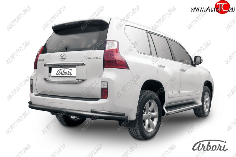 13 499 р. Защита заднего бампера Arbori (черная, 2 трубы d76 и 42 mm). Lexus GX460 J150 дорестайлинг (2009-2013)  с доставкой в г. Тамбов