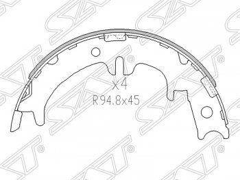 Колодки тормозные SAT (ручного тормоза) Lexus (Лексус) IS200 (и) ( XE10 седан,  XE10) (1998-2005),  IS300 (ИС)  XE10 седан (1998-2005),  RX300 (РХ)  XU30 (2003-2006),  RX350 (РХ)  XU30 (2003-2006),  RX400H (РХ)  XU30 (2005-2009), Toyota (Тойота) Kluger (Клюгер)  XU40 (2007-2010),  Noah (Ноа)  1 (2001-2004)