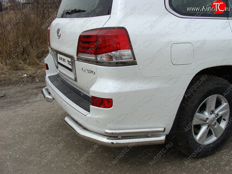 29 449 р. Защита заднего бампера (уголки двойные) (кроме F-Sport) ТСС 76,1/42,4 мм  Lexus LX570  J200 (2012-2015) 1-ый рестайлинг  с доставкой в г. Тамбов