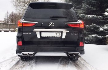 22 699 р. Накладка заднего бампера Автократ (без глушителя) Lexus LX570 J200 2-ой рестайлинг (2015-2022) (Неокрашенная)  с доставкой в г. Тамбов. Увеличить фотографию 3