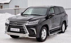 14 599 р. Защита переднего бампера (2 трубы Ø42 мм, нержавейка) Petroil Tuning Lexus LX450d J200 2-ой рестайлинг (2015-2022)  с доставкой в г. Тамбов. Увеличить фотографию 2