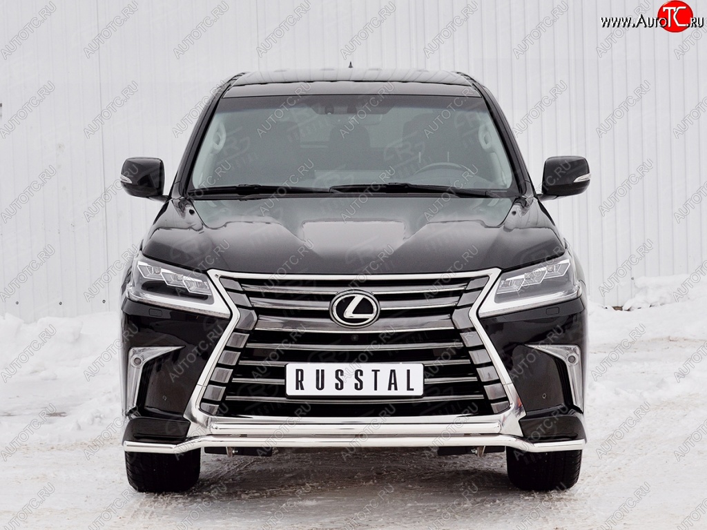 14 599 р. Защита переднего бампера (2 трубы Ø42 мм, нержавейка) Petroil Tuning Lexus LX450d J200 2-ой рестайлинг (2015-2022)  с доставкой в г. Тамбов