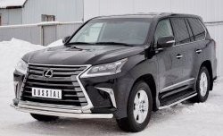 16 999 р. Защита переднего бампера (2 трубыØ63 и 42 мм, нержавейка) Russtal Lexus LX450d J200 2-ой рестайлинг (2015-2022)  с доставкой в г. Тамбов. Увеличить фотографию 2