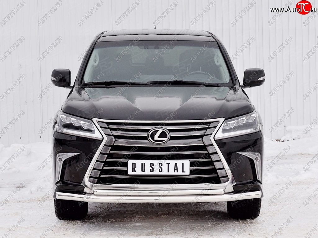 16 999 р. Защита переднего бампера (2 трубыØ63 и 42 мм, нержавейка) Russtal Lexus LX450d J200 2-ой рестайлинг (2015-2022)  с доставкой в г. Тамбов