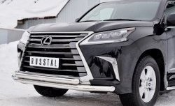 19 299 р. Защита переднего бампера (2 трубыØ63 мм, нержавейка) Russtal Lexus LX450d J200 2-ой рестайлинг (2015-2022)  с доставкой в г. Тамбов. Увеличить фотографию 4