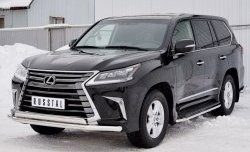 20 849 р. Защита переднего бампера (2 трубыØ63 и 75х42 мм, нержавейка) Russtal Lexus LX450d J200 2-ой рестайлинг (2015-2022)  с доставкой в г. Тамбов. Увеличить фотографию 2