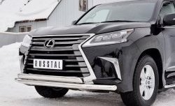 20 849 р. Защита переднего бампера (2 трубыØ63 и 75х42 мм, нержавейка) Russtal  Lexus LX450d  J200 (2015-2022) 2-ой рестайлинг  с доставкой в г. Тамбов. Увеличить фотографию 4