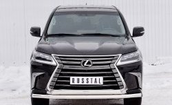 20 849 р. Защита переднего бампера (2 трубыØ63 и 75х42 мм, нержавейка) Russtal  Lexus LX450d  J200 (2015-2022) 2-ой рестайлинг  с доставкой в г. Тамбов. Увеличить фотографию 1