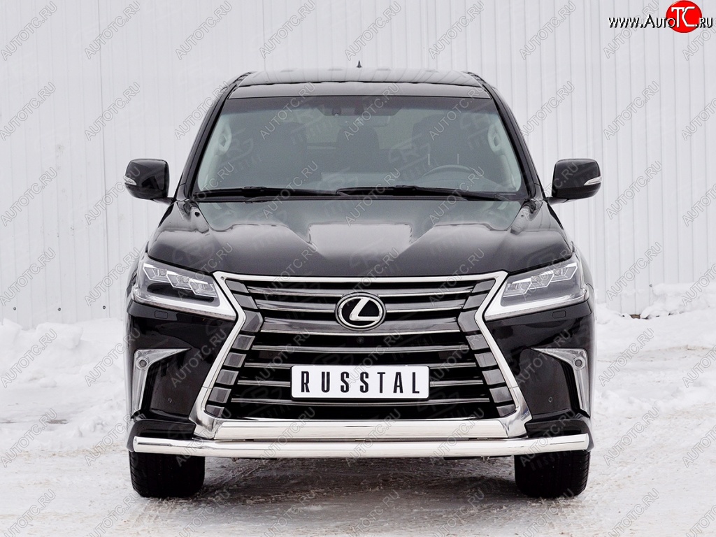 20 849 р. Защита переднего бампера (2 трубыØ63 и 75х42 мм, нержавейка) Russtal  Lexus LX450d  J200 (2015-2022) 2-ой рестайлинг  с доставкой в г. Тамбов