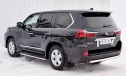 12 999 р. Защита заднего бампера (Ø63 мм, нержавейка, NOT F-SPORT/HERITAGE) Russtal Lexus LX570 J200 2-ой рестайлинг (2015-2022)  с доставкой в г. Тамбов. Увеличить фотографию 2