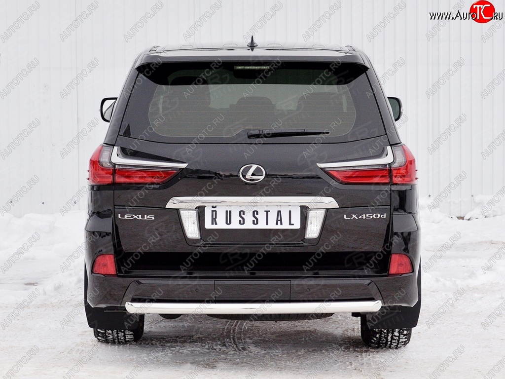 12 999 р. Защита заднего бампера (Ø63 мм, нержавейка, NOT F-SPORT/HERITAGE) Russtal Lexus LX450d J200 2-ой рестайлинг (2015-2022)  с доставкой в г. Тамбов