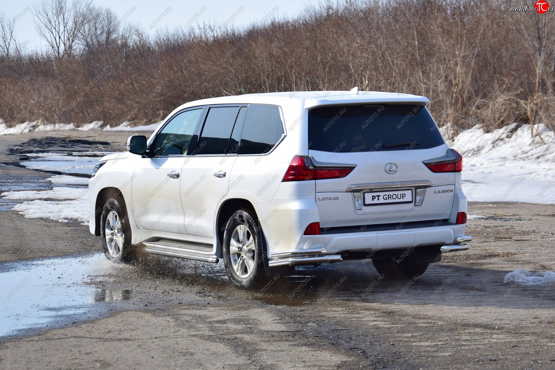 24 999 р. Защита заднего бампера Petroil Tuning (уголки двойные, d63/51) Lexus LX450d J200 2-ой рестайлинг (2015-2022) (Нержавеющая полированная сталь)  с доставкой в г. Тамбов