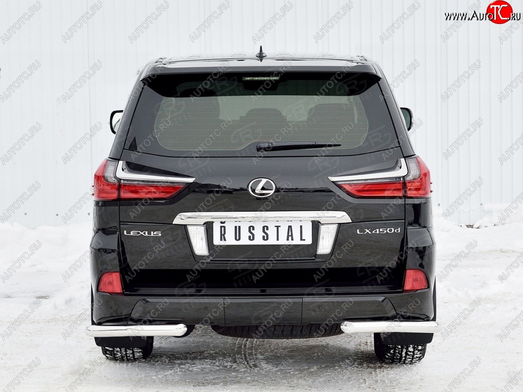 13 999 р. Защита заднего бампера (Ø63 мм уголки, нержавейка) Russtal  Lexus LX450d  J200 (2015-2022) 2-ой рестайлинг  с доставкой в г. Тамбов