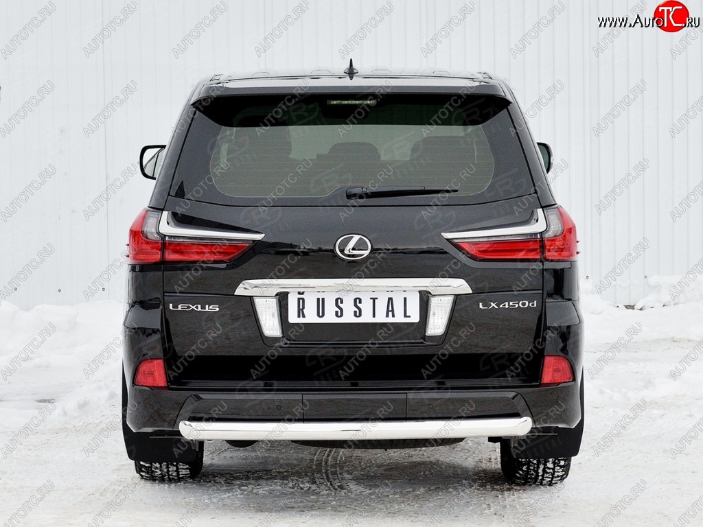 14 999 р. Защита заднего бампера (Ø76 мм, нержавейка, NOT F-SPORT/HERITAGE) Russtal Lexus LX450d J200 2-ой рестайлинг (2015-2022)  с доставкой в г. Тамбов