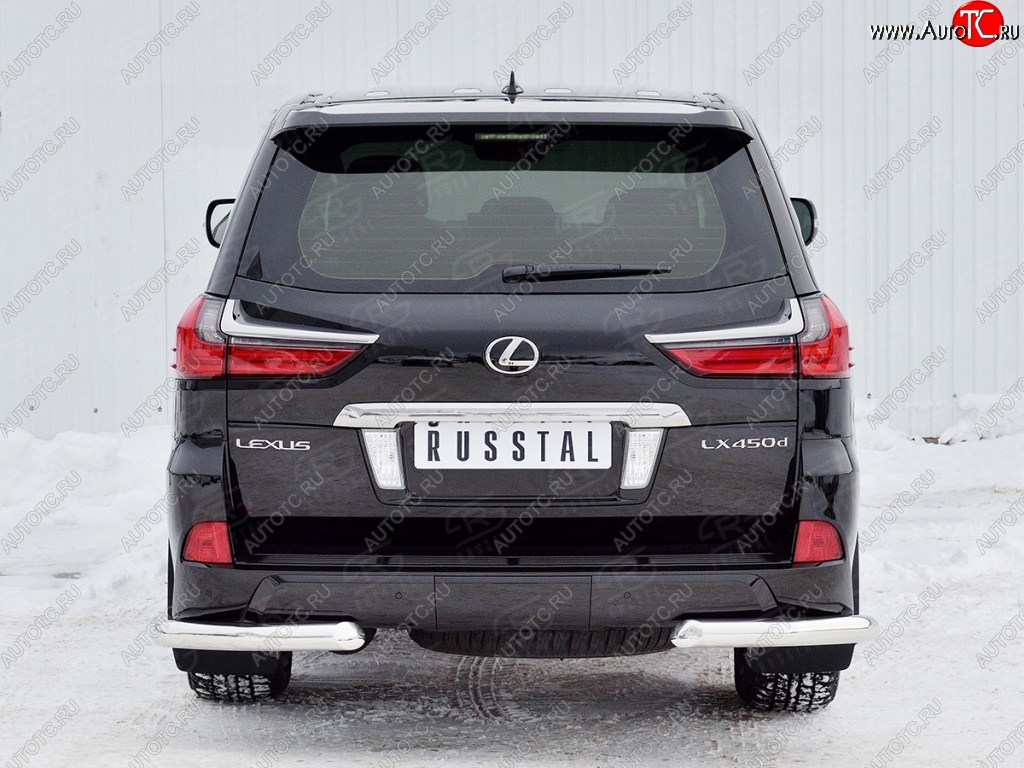 18 499 р. Защита заднего бампера (Ø76 мм уголки, нержавейка) Russtal  Lexus LX450d  J200 (2015-2022) 2-ой рестайлинг  с доставкой в г. Тамбов