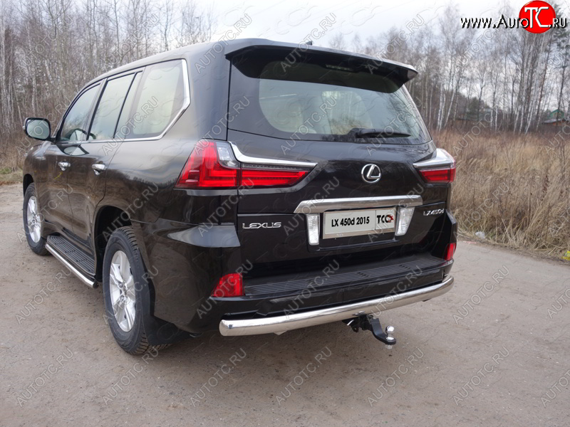 25 999 р. Защита заднего бампера (овальная) ТСС (нержавейка d75х42 мм) Lexus LX570 J200 2-ой рестайлинг (2015-2022)  с доставкой в г. Тамбов