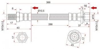 669 р. Тормозной шланг SAT (задний, промежуточный, пр-во Таиланд, №2)  Lexus LX470  J100 (1998-2002), Toyota Land Cruiser  100 (1998-2007)  с доставкой в г. Тамбов. Увеличить фотографию 1