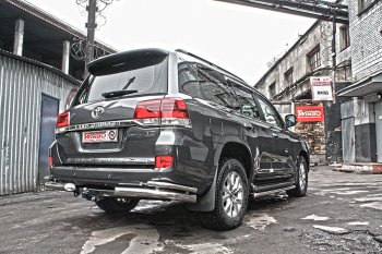 10 999 р. Защита заднего бампера WINBO (уголки, Ø76 и 38 мм, нержавейка) Toyota Land Cruiser 200 дорестайлинг (2007-2012)  с доставкой в г. Тамбов. Увеличить фотографию 2