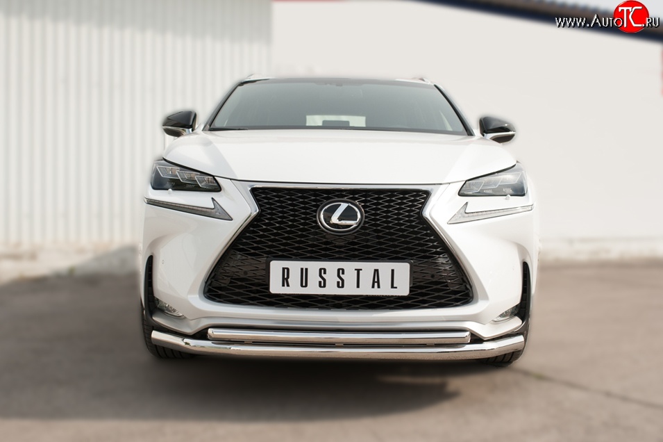 19 699 р. Защита переднего бампера (2 трубыØ63 и 42 мм, нержавейка) Russtal Lexus NX200T Z10 (2014-2017)  с доставкой в г. Тамбов