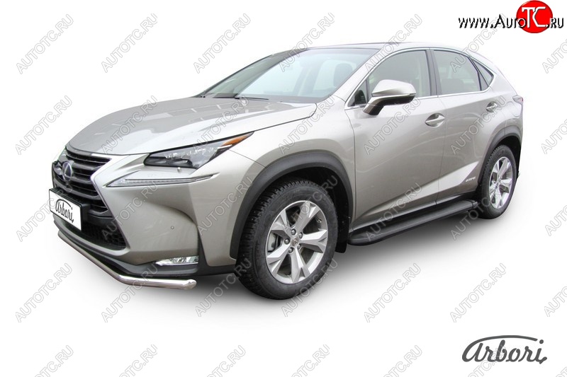 11 609 р. Порожки для ног Arbori Optima Black Lexus NX300h Z10 дорестайлинг (2014-2017)  с доставкой в г. Тамбов