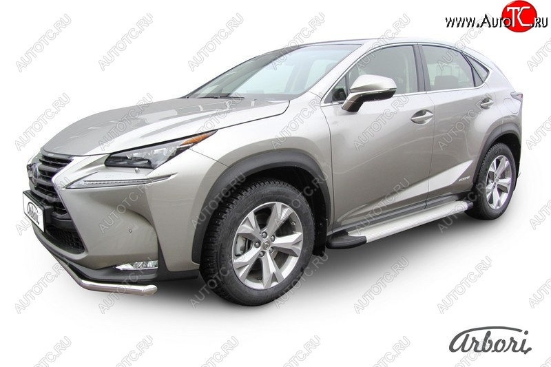 10 979 р. Порожки для ног Arbori Optima Silver Lexus NX300h Z10 дорестайлинг (2014-2017)  с доставкой в г. Тамбов