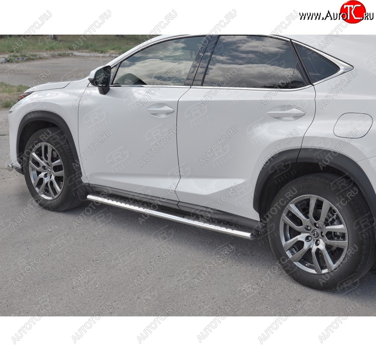 31 649 р. Пороги труба 120х60 Russtal (овал с проступью) Lexus NX300h Z10 дорестайлинг (2014-2017)  с доставкой в г. Тамбов