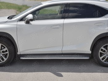 21 699 р. Порожки для ног (труба Ø42) SLITKOFF Lexus NX300h Z10 дорестайлинг (2014-2017) (лист алюм, проф. нерж)  с доставкой в г. Тамбов. Увеличить фотографию 2