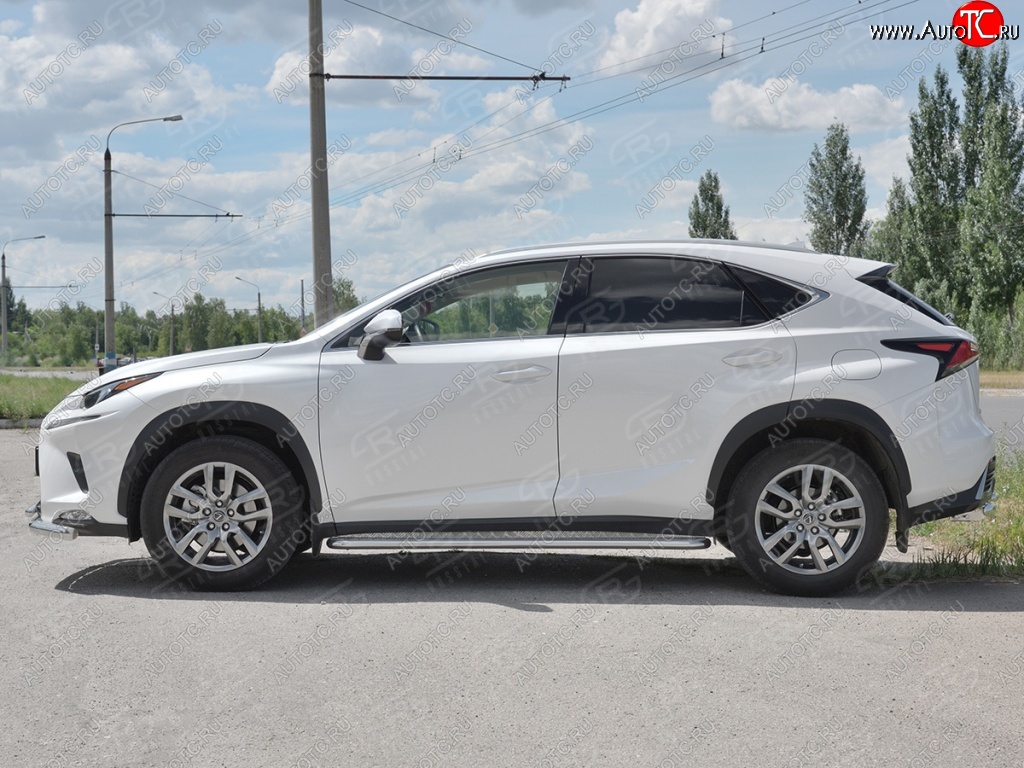 21 699 р. Порожки для ног (труба Ø42) SLITKOFF Lexus NX300h Z10 дорестайлинг (2014-2017) (лист алюм, проф. нерж)  с доставкой в г. Тамбов