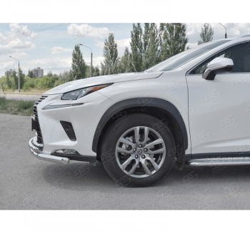 17 999 р. Защита переднего бампера (2 трубы Ø63 и 42 мм, нержавейка) SLITKOFF  Lexus NX300h  Z10 (2014-2017) дорестайлинг  с доставкой в г. Тамбов. Увеличить фотографию 2